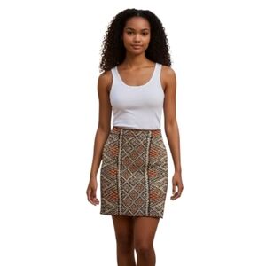 BCBG Tribal Pattern Pencil Skirt - Orange and Black
